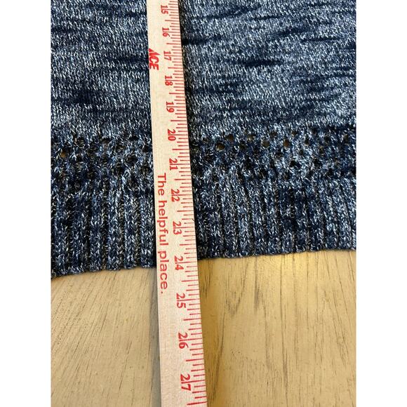 Women Marble Blue Knit Sweater Coastal Nautical Beach Sailor Casual Westport M - Picture 7 of 13